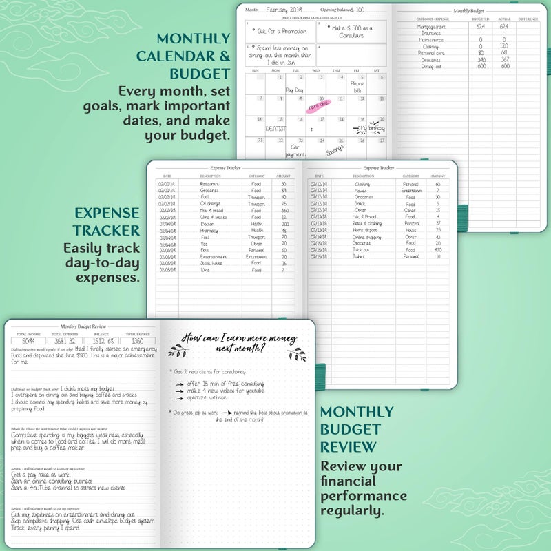 Legend Planner Legend Budget Planner â€“ Financial Organizer Book. Money Account & Expense Tracker Notebook Journal for Household Monthly Budgeting (Mint Green) - Image 4